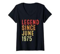 Mujer Legend Since June 1975 Vintage 1975 Birth Of Birthday Gifts Camiseta Cuello V