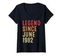 Mujer Legend Since June 1982 Vintage 1982 Birth Of Birthday Gifts Camiseta Cuello V