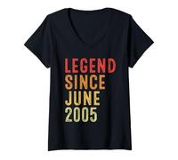 Mujer Legend Since June 2005 Vintage 2005 Birth Of Birthday Gifts Camiseta Cuello V