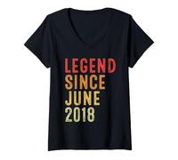 Mujer Legend Since June 2018 Vintage 2018 Birth Of Birthday Gifts Camiseta Cuello V