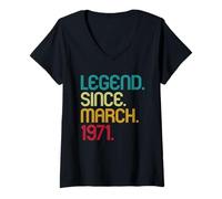 Mujer Legend Since March 1971 Vintage March 1971 Retro Men Women Camiseta Cuello V