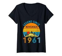 Mujer Legend Since November 1961 65th Birthday 65 Years Old Retro Camiseta Cuello V