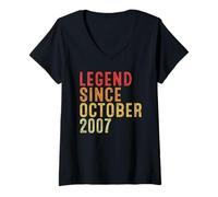 Mujer Legend Since October 2007 Vintage 2007 Birth Of Birthday Camiseta Cuello V