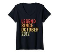 Mujer Legend Since October 2012 Vintage 2012 Birth Of Birthday Camiseta Cuello V