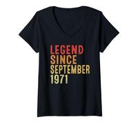 Mujer Legend Since September 1971 Vintage 1971 Birth Of Birthday Camiseta Cuello V