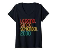 Mujer Legend Since September 2000 Men Women Vintage 2000 Birthday Camiseta Cuello V