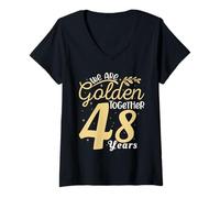 Mujer Legendary 48 Year golden Marriage anniversary Crew Men Women Camiseta Cuello V