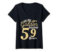 Mujer Legendary 59 Year golden Marriage anniversary Crew Men Women Camiseta Cuello V