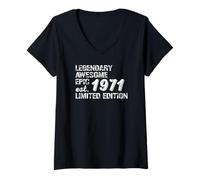 Mujer Legendary Awesome Epic Birthday Gift 1971 Limited Edition Camiseta Cuello V