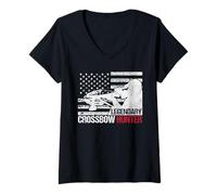 Mujer Legendary Crossbow Hunter American Flag Hunting Camiseta Cuello V
