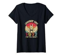 Mujer Legendary Since 1972 Vintage Retro Rock Hombre Mujer Camiseta Cuello V