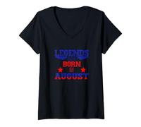 Mujer Legends Are Born In August Stars and Stripes Camiseta Cuello V