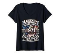 Mujer Legends Born In 1971 Vintage Patriotic Eagle 55th Birthday Camiseta Cuello V