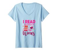 Mujer Leí Entre los vinos Amante de los Libros Vino Bebiendo ratón de Biblioteca Camiseta Cuello V