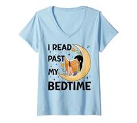 Mujer Leí más allá de mi hora de acostarse - Book Lovers Reader Reading Bookworm Camiseta Cuello V