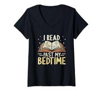 Mujer Leí más allá de mi Hora de Dormir Moon Stars Libro Abierto Camiseta Cuello V