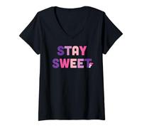 Mujer Lema Sanrio My Melody Stay Sweet Camiseta Cuello V