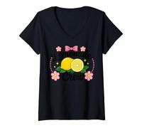 Mujer Lemon Stand Lemonade Lemon Juice Lemonade Girl Camiseta Cuello V