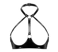 Mujer Lencería Alto Brillo Sexy Cuello Sujetador Sujetador Correa Ajustable Ropa Interior Día de San Valentín Sexy Chaleco Divertido Lencería Seductora Picante Ultra Delgado Apasionado, Negro , S