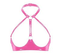Mujer Lencería Alto Brillo Sexy Cuello Sujetador Sujetador Correa Ajustable Ropa Interior Día de San Valentín Sexy Chaleco Divertido Lencería Seductora Picante Ultra Delgado Apasionado, RD2., XL