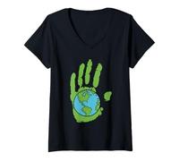 Mujer Lend A Hand - Tierra Libertad Amor Paz Mundial, Hombres, Mujeres Niños Camiseta Cuello V