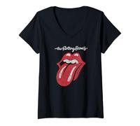 Mujer Lengua oficial de los Rolling Stones Camiseta Cuello V
