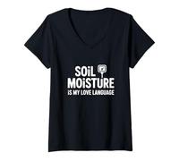 Mujer Lenguaje Amor Plantas Soil Moisture IS MY Love Language Camiseta Cuello V