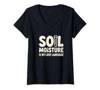 Mujer Lenguaje Amor Plantas Soil Moisture IS MY Love Language Camiseta Cuello V