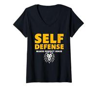 Mujer León de Defensa Personal Camiseta Cuello V