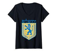 Mujer León de Judá Regalo Israel Jerusalén Judío Signo Judío Hebreo Camiseta Cuello V