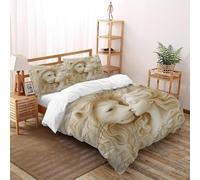 Mujer león Funda De Edredón 3 Piezas con Impresión En 3D Grace GrasslandAnimal con 2 Fundas De Almohada Double（200x200cm） Microfibra Ropa De Cama para Adultos Y Niñas