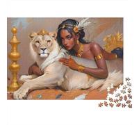 Mujer León Puzzle de 1000 Piezas Papel Puzzle para Adultos Estilo Exótico Relajante Decoración Regalo 38x26cm/1000pcs