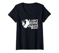 Mujer León Rugido Animal Salvaje Safari Naturaleza Entusiasta Camiseta Cuello V