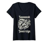 Mujer León Soberano de la Sabana Camiseta Cuello V
