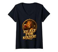 Mujer León y Cabra con Texto en alemán ZU ALT FÜR KÖLSCH Camiseta Cuello V