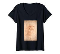 Mujer Leonardo da Vinci autorretrato de un Hombre Barbudo (1513) Camiseta Cuello V
