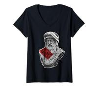 Mujer Leonardo da Vinci Estatua Flor de la Vida Camiseta Cuello V