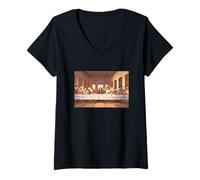 Mujer Leonardo da Vinci The Last Supper Camiseta Cuello V