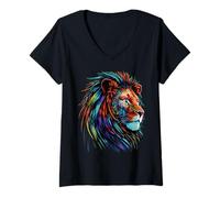 Mujer Leones Animal Salvaje Amantes De Los Animales León Obra De Camiseta Cuello V