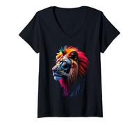 Mujer Leones Animal Salvaje Amantes De Los Animales León Obra De Camiseta Cuello V
