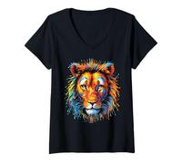 Mujer Leones Animal Salvaje Amantes De Los Animales León Obra De Camiseta Cuello V