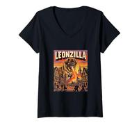 Mujer Leonzilla Leonberger Dog - Parodia de la película Dogzilla Monster Camiseta Cuello V