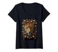 Mujer Leopard African Jungle Predator Fast Safari de Animales Salvajes Camiseta Cuello V