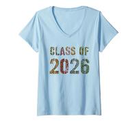 Mujer Leopard Class of 2026 Orgulloso Graduación Adiós Año Senior Camiseta Cuello V