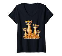 Mujer Leopard Family Sunglasses Safari Zoo Animal Lover Leopard Camiseta Cuello V