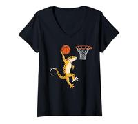 Mujer Leopard Gecko Playing Sports Lizard & Reptiles Basketball Camiseta Cuello V