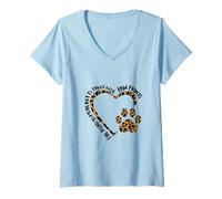 Mujer Leopardo con Estampado de Patas de The Road To My Heart Camiseta Cuello V