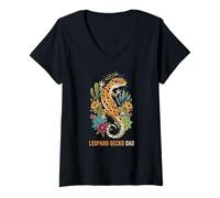 Mujer Leopardo Gecko Leopard Gecko Dad Cool Mens Pet Cute Animal Camiseta Cuello V