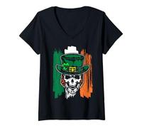 Mujer Leprechaun Irish Flag Skull Skeleton St Patricks Day Camiseta Cuello V