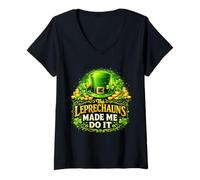 Mujer Leprechauns Made Me Do It Funny Irish St Patricks Day Camiseta Cuello V